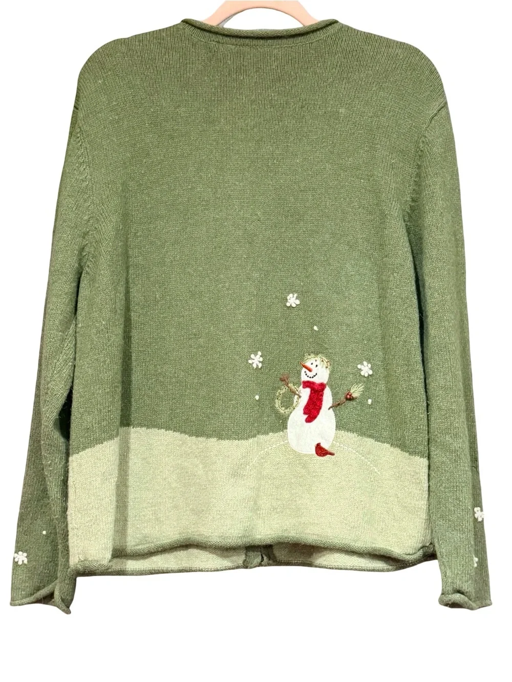 Croft And Barrow Vintage Y2K Snowman Scene Full Zip Cardigan Teachercore